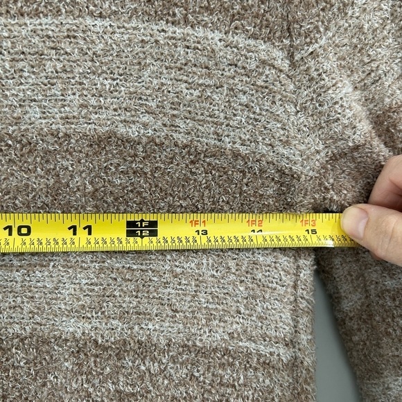 Barefoot Dreams Bamboo Chic Lite Tan Stripe Waterfall Open Cardigan Sweater Sz M - Picture 4 of 8